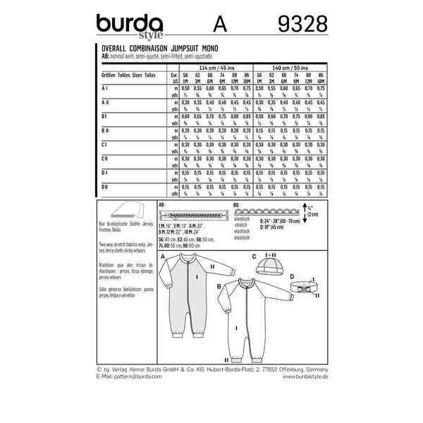 Pattern, Burda, 9328, Toddler Romper Unisex