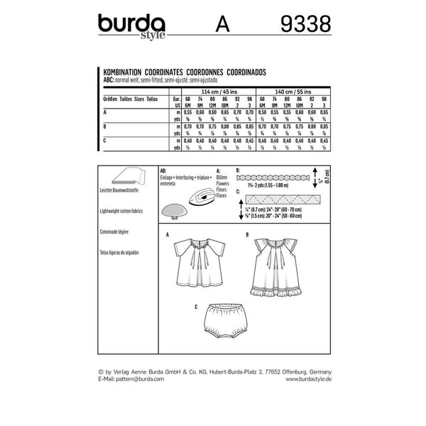 Pattern, Burda, 9338, Kids Blouse and Panties