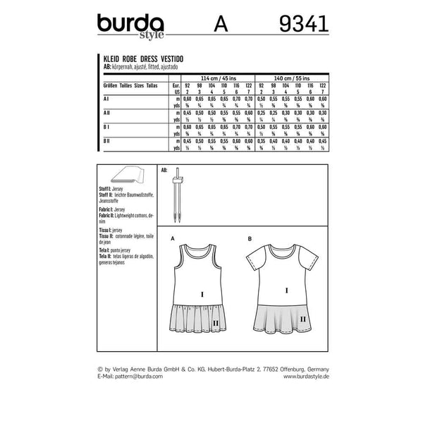 Pattern, Burda, 9341, Kids Dress
