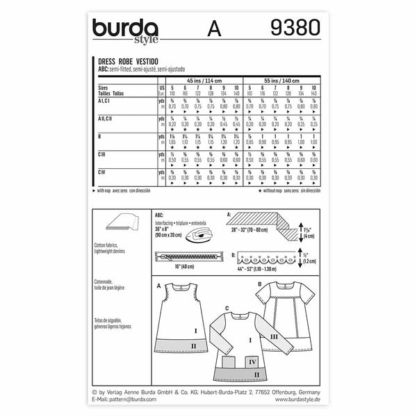 Pattern, Burda, 9380, Dresses, Kids