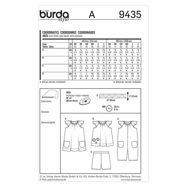 Pattern, Burda, 9435, Coordinates, Toddler