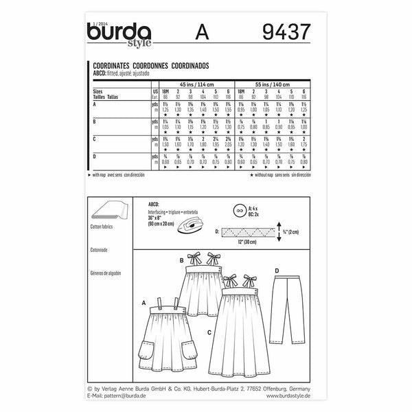 Pattern, Burda, 9437, Dress, Pant, Toddler, Kids