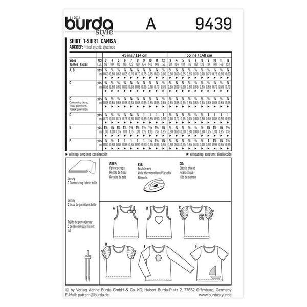 Pattern, Burda, 9439, Top, Kid, Toddler