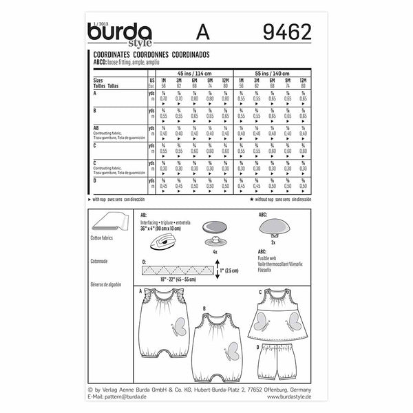 Pattern, Burda, 9462, Baby Coordinates