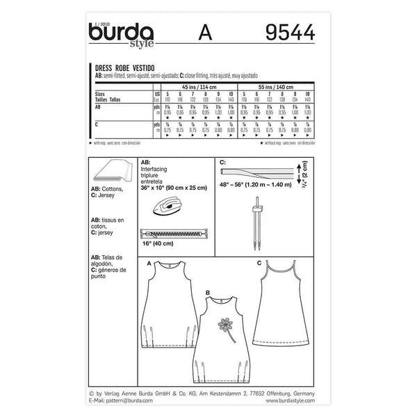 Pattern, Burda, 9544, Dress Toddler, Kids