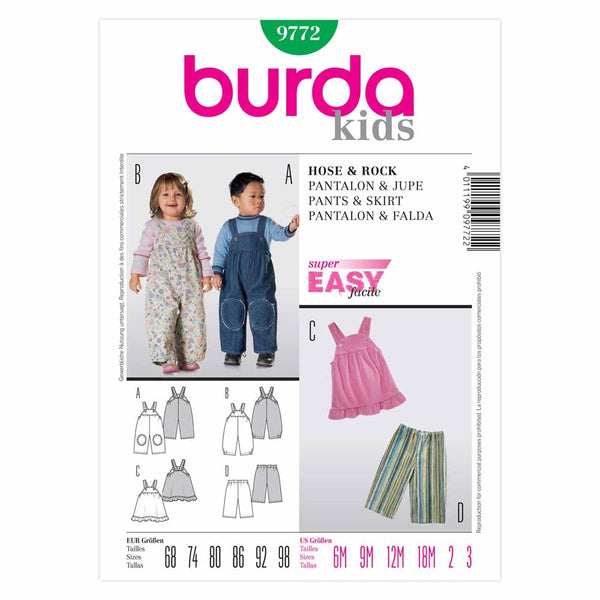 Pattern, Burda, 9772, Baby/Toddler Overall, Skirt
