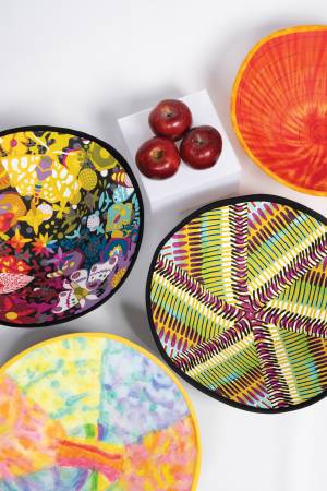 Book, Round Fabric Art Bowls