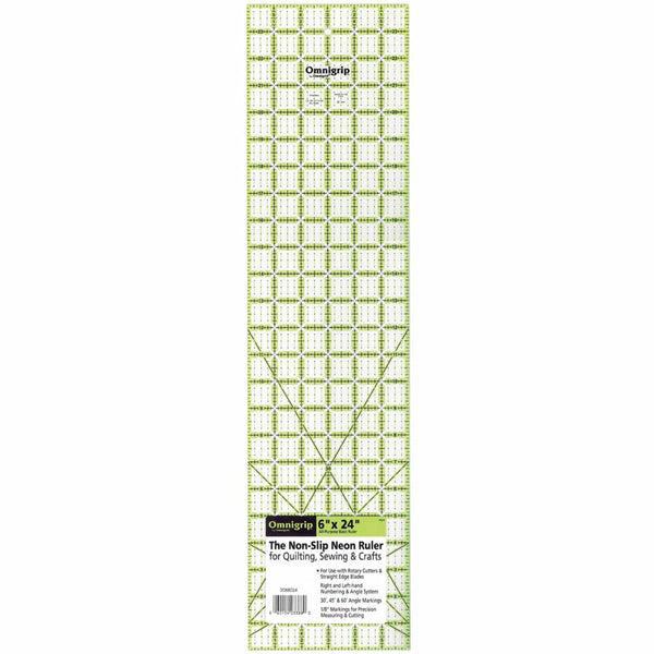 Ruler Omnigrip Neon Ruler 6in x 24in,