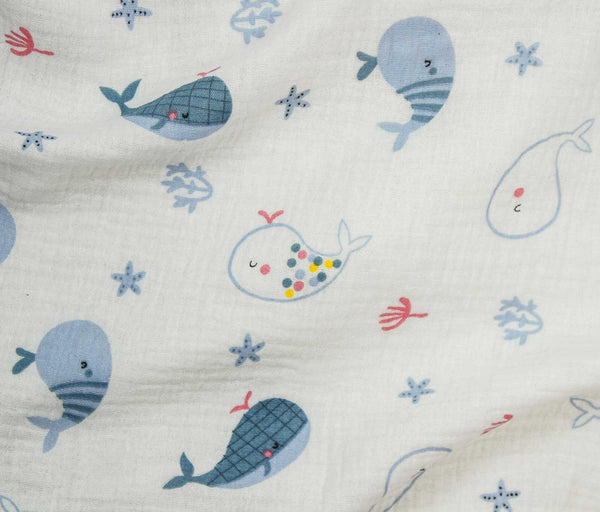 Fabric, Cotton Gauze, Whales, 46136-01