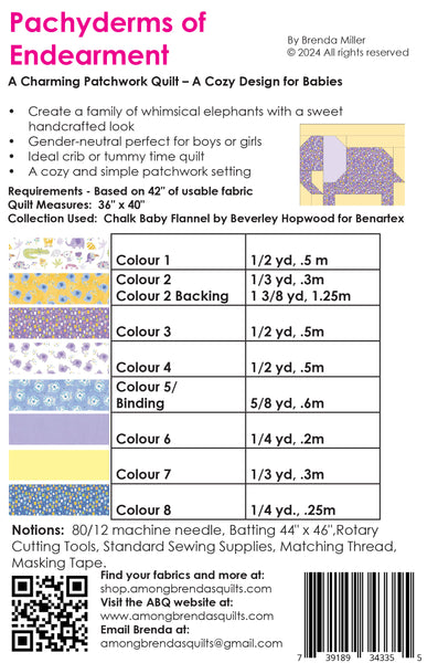 Pattern, ABQ, Pachyderms of Endearment Baby Quilt     ABQ-210