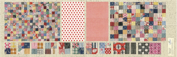 Fabric, Treasured Threadz® Quilt Block Panel - Postage Stamp Retro # ABTT201