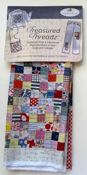 Fabric, Treasured Threadz® Quilt Block Panel - Postage Stamp Retro # ABTT201