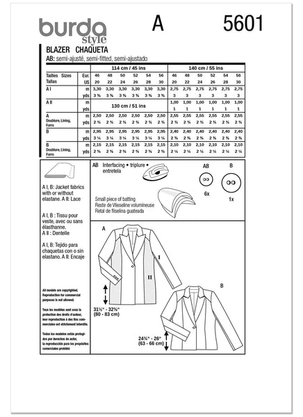 Pattern, Burda, Red, Misses' Jackets, 5601