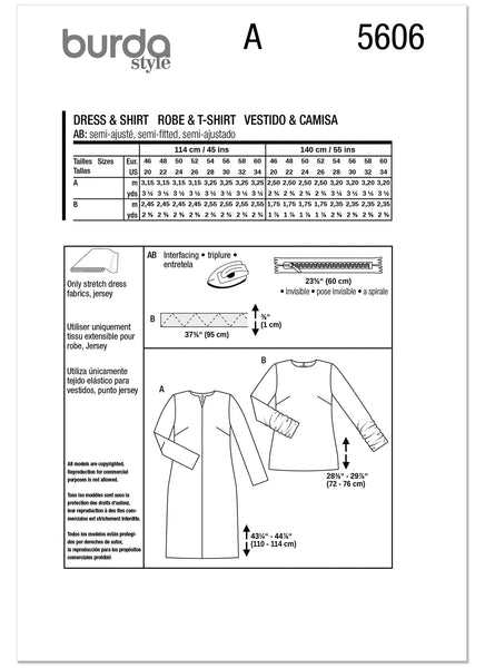 Pattern, Burda, Red, Misses' Dress & Shirt, 5606