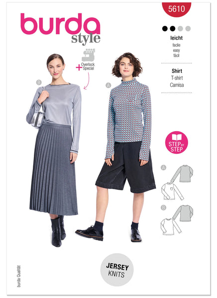 Pattern, Burda, Red, Misses' Shirt, 5610