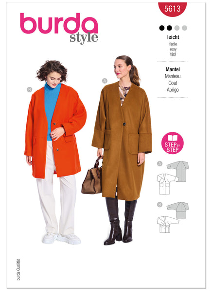 Pattern, Burda, Red, Misses' Jacket & Coat, 5613