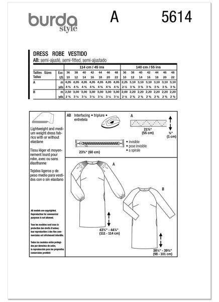 Pattern, Burda, Red, Misses' Dresses, 5614