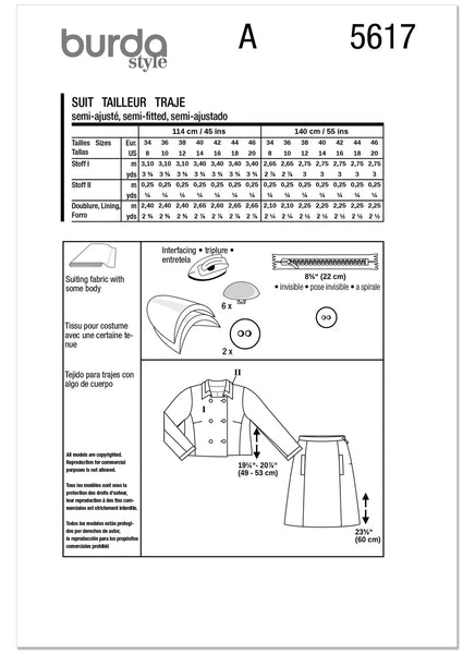 Pattern, Burda, Green, Misses' Jacket & Skirt, 5617