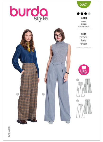 Pattern, Burda, Green, Misses' Pants, 5621