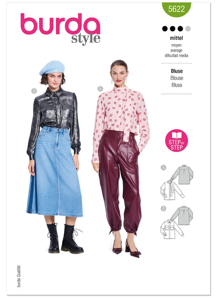 Pattern, Burda, Green, Misses' Blouse, 5622