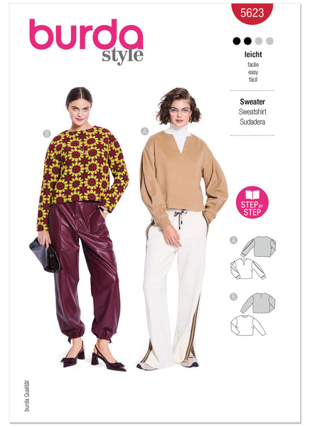 Pattern, Burda, Red, Misses' Tops, 5623
