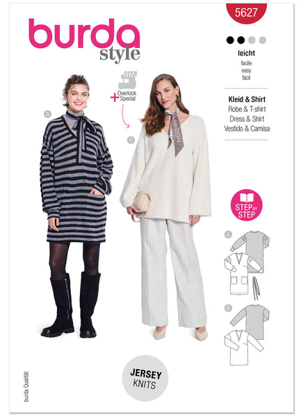 Pattern, Burda, Red, Misses' Dress & Sweater, 5627