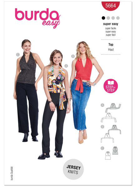 Pattern, Burda, Red, Misses' Tops, 5664