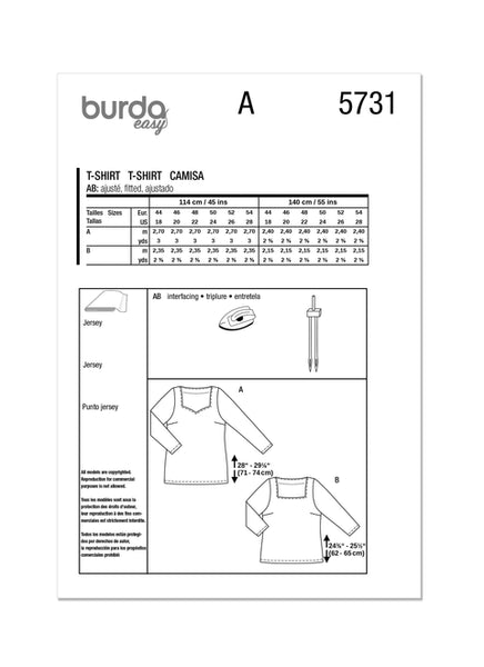 Pattern, Burda, 5731, Misses' T-Shirt