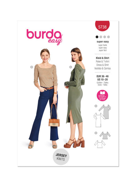 Pattern, Burda, 5738, Misses Dress and T-Shirt