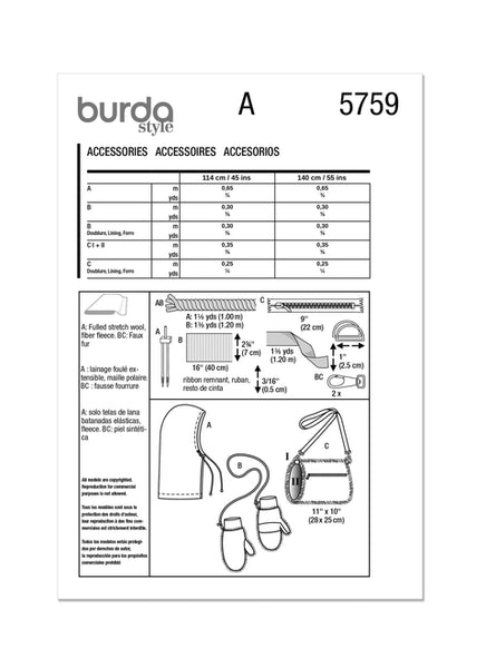 Pattern, Burda, 5759, Accessories