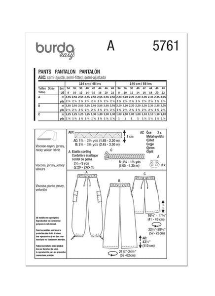 Pattern, Burda, 5761, Misses' Cargo Trouser Pants