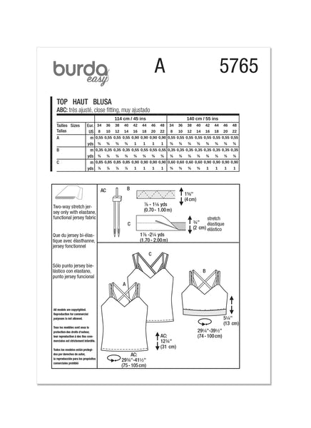 Pattern, Burda, 5765, Misses Tops