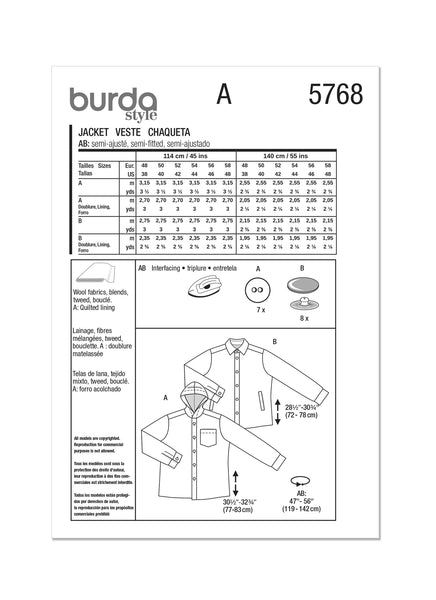 Pattern, Burda, 5768, Men's Jacket