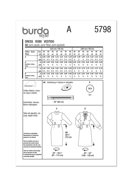 Burda, 5798, Misses Dresses