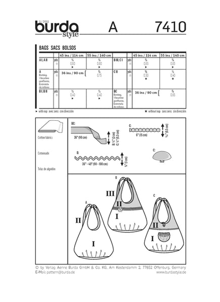 Pattern, Burda, 7410, Bags
