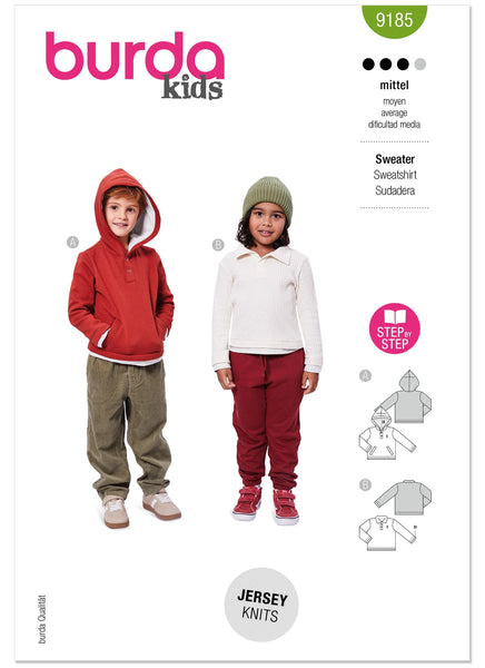 Pattern, Burda, Green, Children's Sweatshirt, 9185