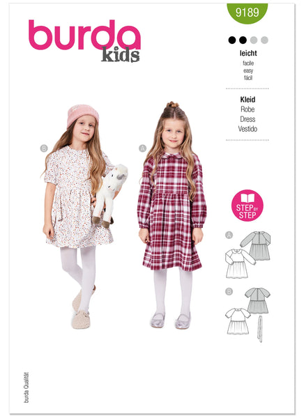 Pattern, Burda, Green, Children's Dresses, 9189