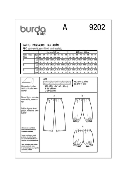 Pattern, Burda, 9312, Kids Top and Pants