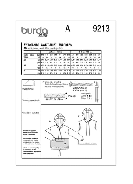 Pattern, Burda, 9213 Children's Sweatshirt