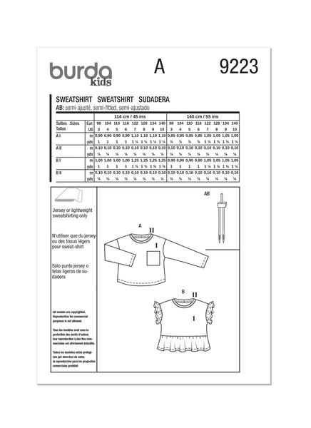 Pattern, Burda, 9223, Children's Top