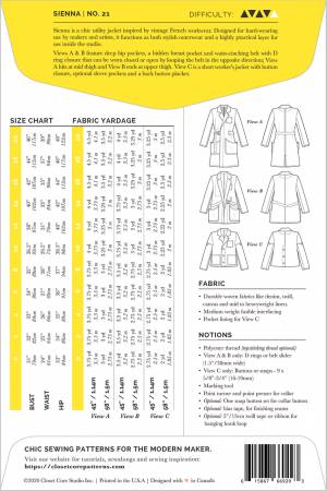 Pattern, Sienna Maker Jacket