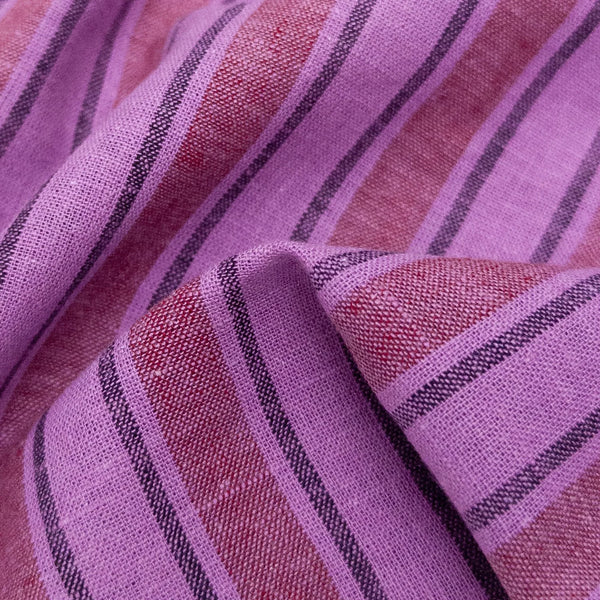 Fabric, Eden Stripe Yarn Dyed Cotton Linen Blend Hyacinth, 2906