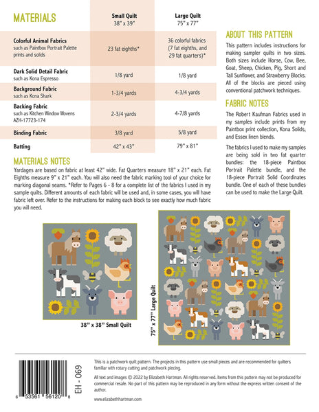 Pattern,  Farm Quilt Pattern Elizabeth Hartman EH069