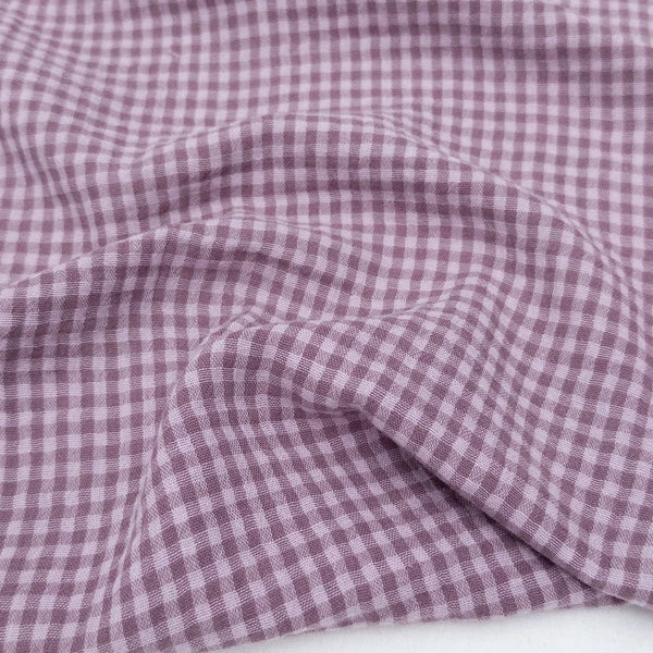 Fabric, Lennon Yarn Dyed Organic Cotton Plum Check- 2917