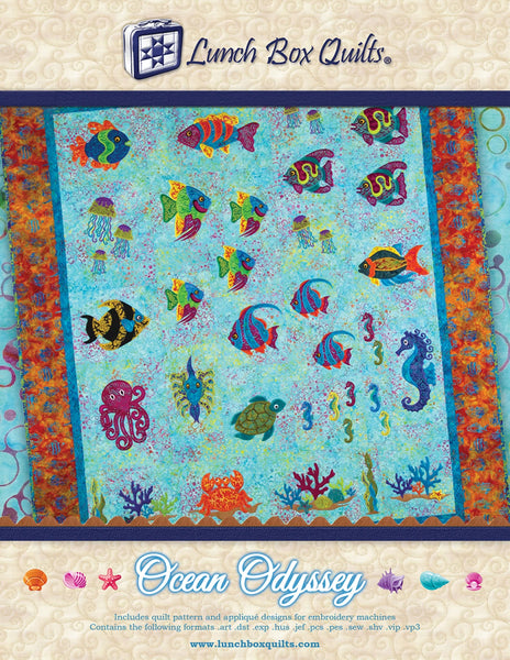 Machine Embroidery Pattern, Ocean Odyssey Embroidery Applique Quilt Pattern # QP-OC-DD