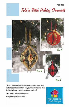 Pattern,Fold N Stitch Holiday Ornaments PQD-196