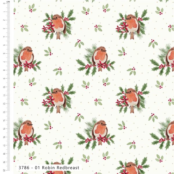 Fabric, Make+Believe, Merry Little Robin, Robin Redbreast, MBF3786-00-CASE