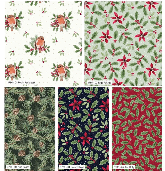 Fabric, Make+Believe, Merry Little Robin, Red Holly, MBF3786-00-CASE