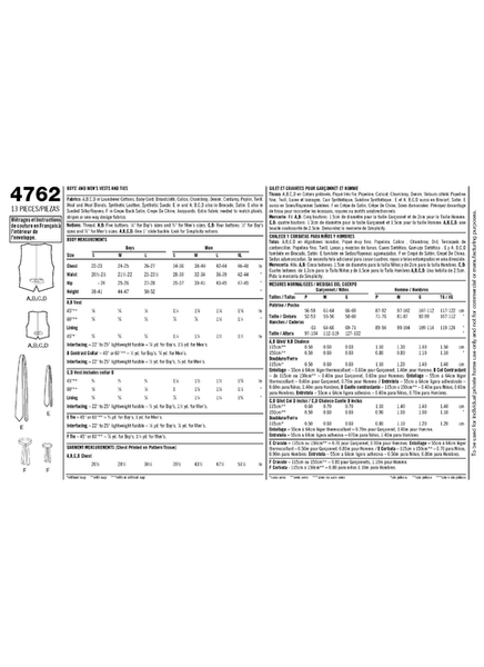 Pattern, SIMPLICITY 4762 Boys' & Men's Vests and Ties