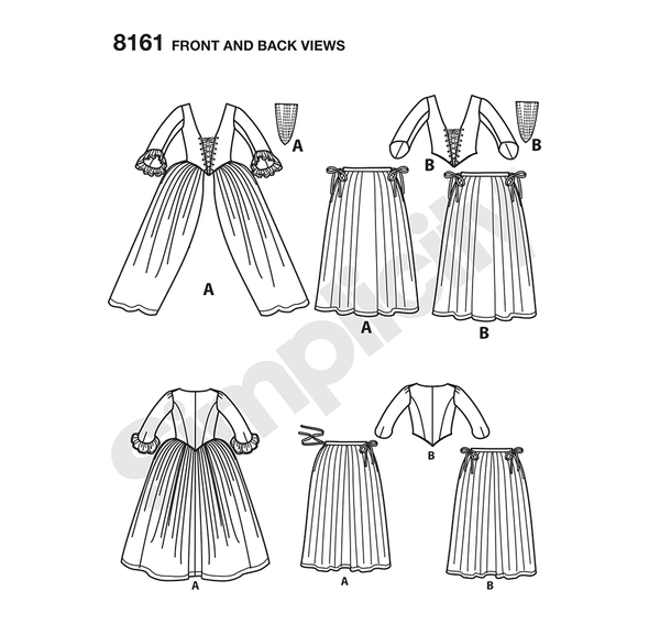 Pattern, SIMPLICITY 8161 Misses' 18th Century Costumes